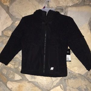 Russell Boys Faux Sherpa Zip Hoodie Jacket Boys  Small (6-7) Brand New with Tags